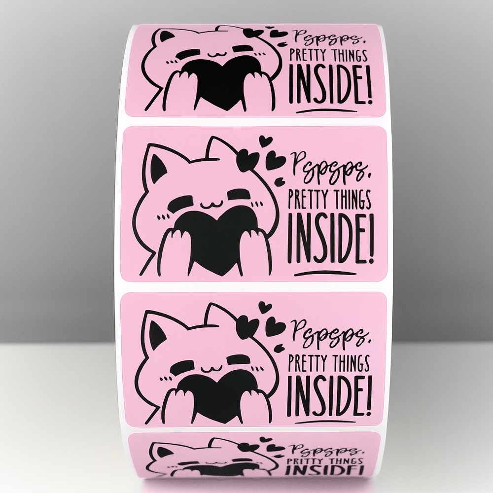 Pspsps Pretty Things Inside Stickers – Cute Cat Labels for Packaging and Orders